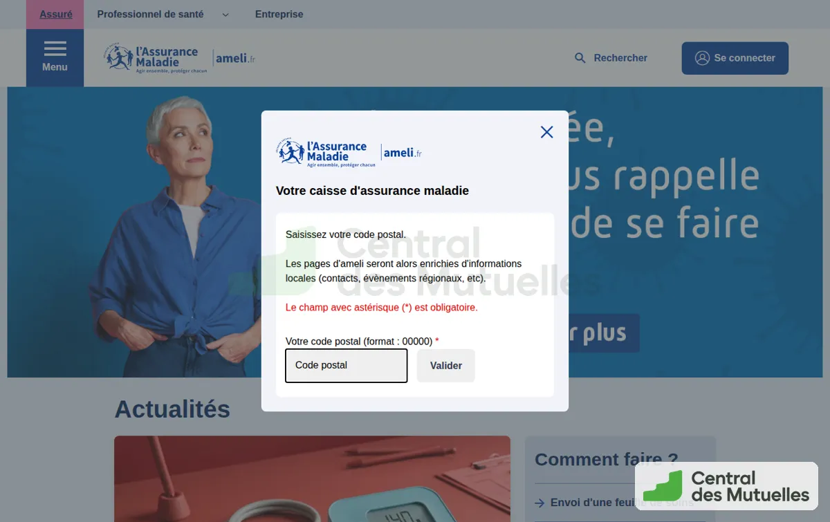 Capture : ameli, le site de l’Assurance Maladie en ligne | ameli.fr | Assuré